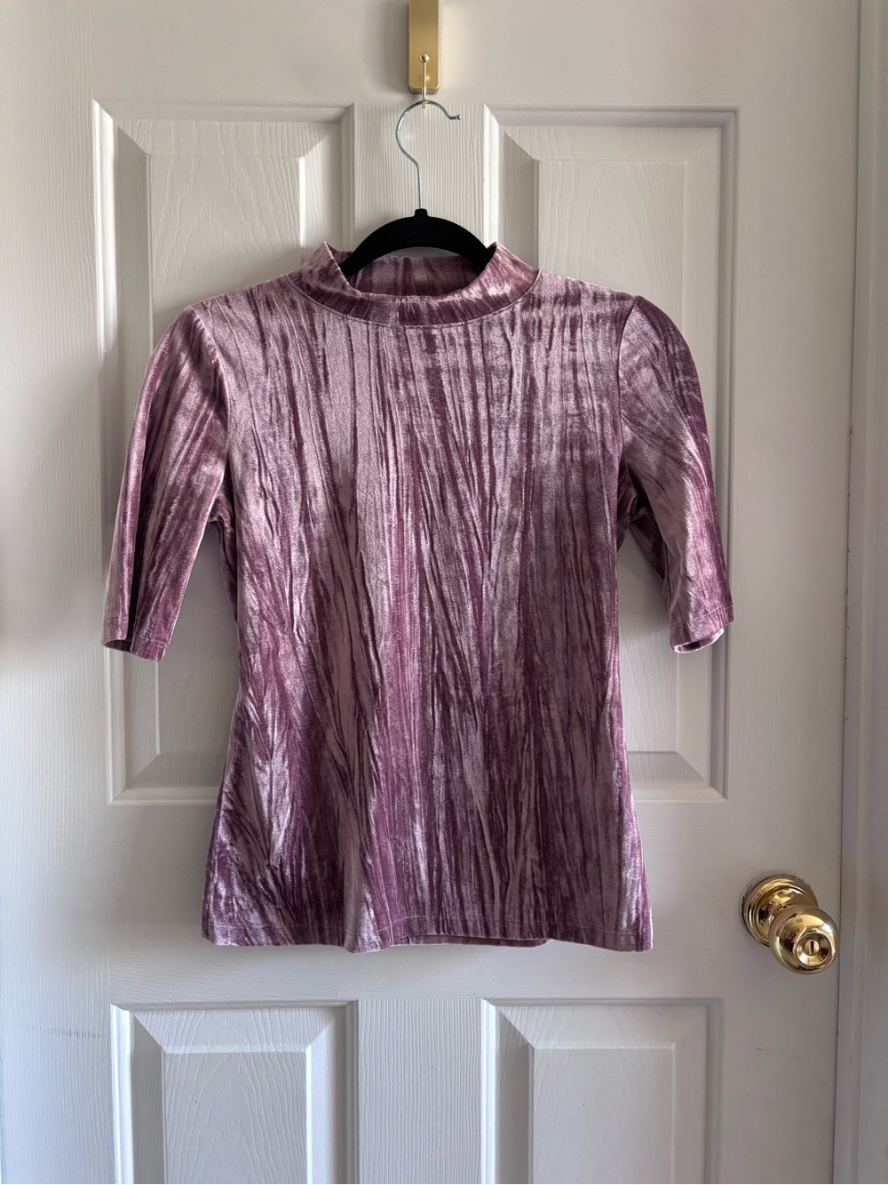 Pilcro Anthropologie Mauve Purple Crushed Velvet Mock Neck Top XS